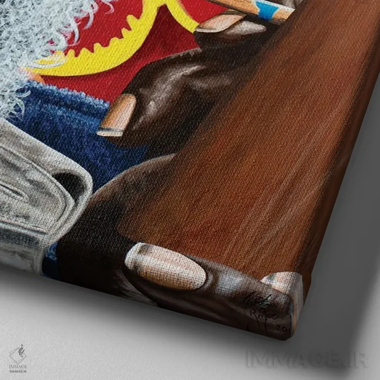 تابلو آمادهسازی اثر کریستین بییر - نمای نزدیک بافت بوم