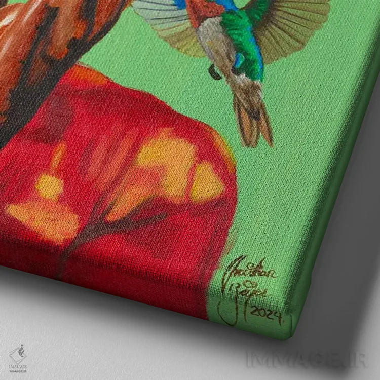 تابلو آن حس عاشقانه اثر کریستین بییر - نمای نزدیک بافت بوم