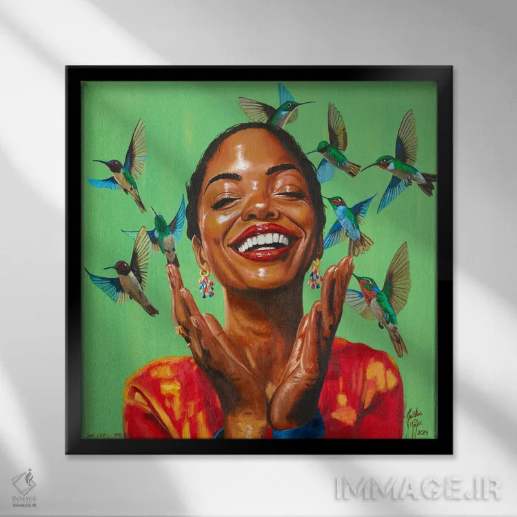 تابلو آن حس عاشقانه اثر کریستین بییر - نمای قابدار مشکی