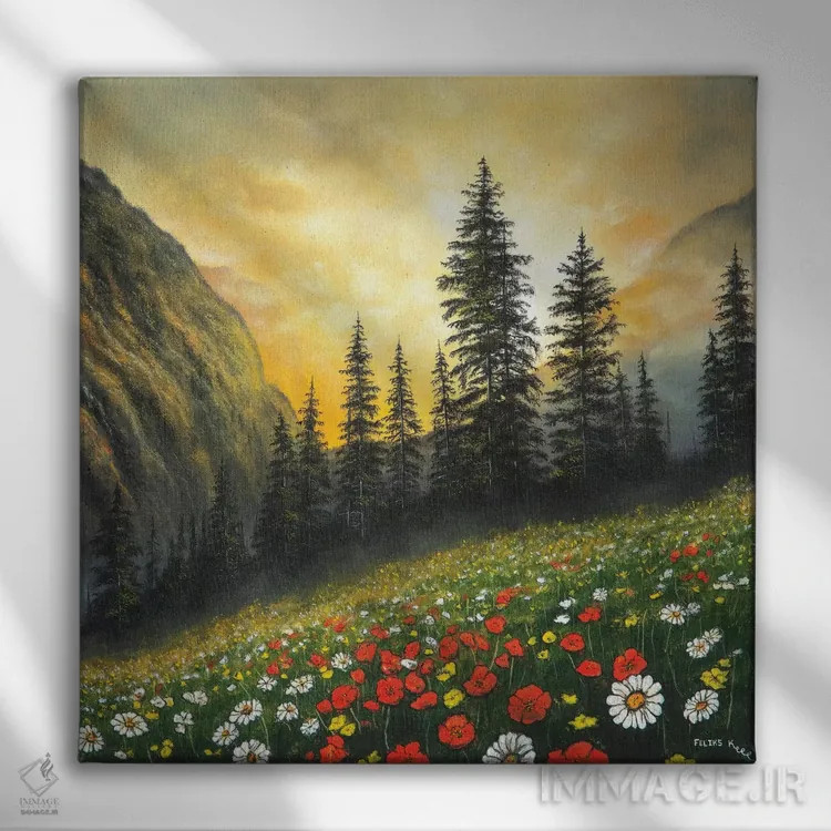 تابلو در میان کوهها اثر کالر بای فلیکز (نام هنرمند) - نمای روبهرو روی دیوار