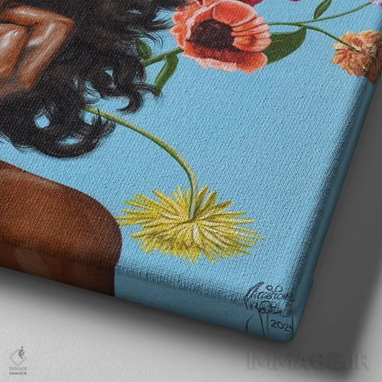 تابلو در شکوفه اثر کریستین بییر - نمای نزدیک بافت بوم