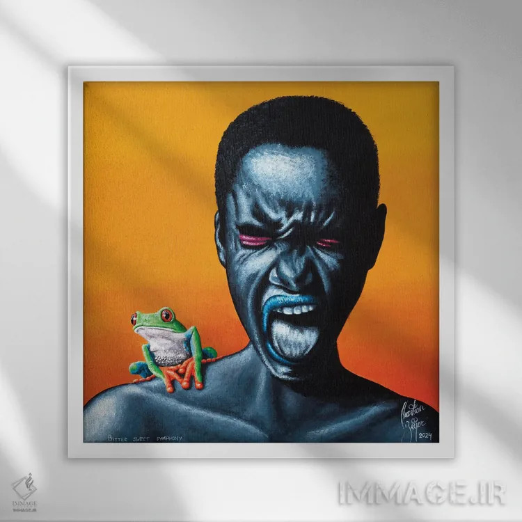 تابلو تلخ و شیرین اثر کریستین بییر - نمای قابدار سفید