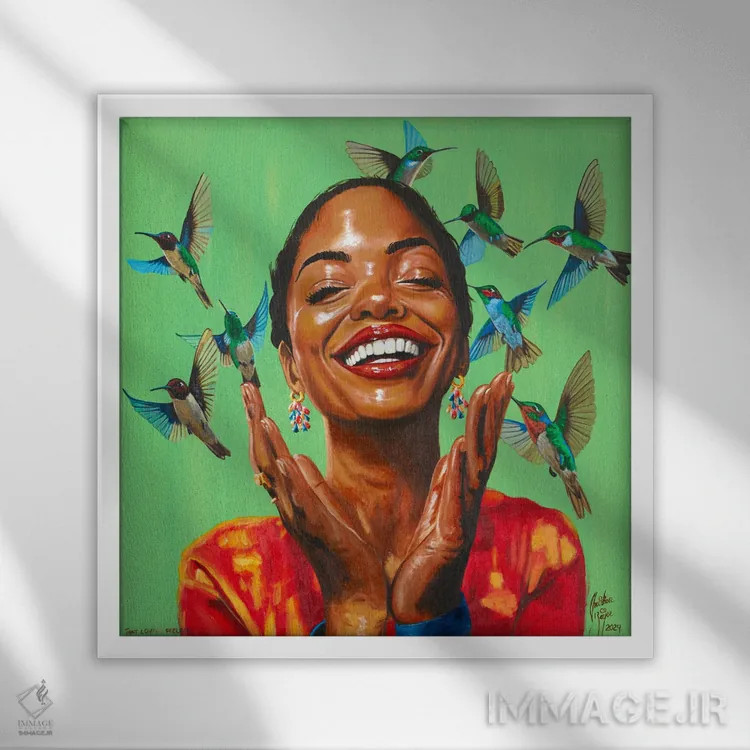 تابلو آن حس عاشقانه اثر کریستین بییر - نمای قابدار سفید