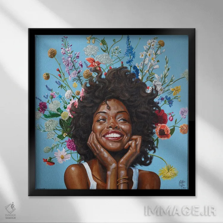 تابلو در شکوفه اثر کریستین بییر - نمای قابدار مشکی