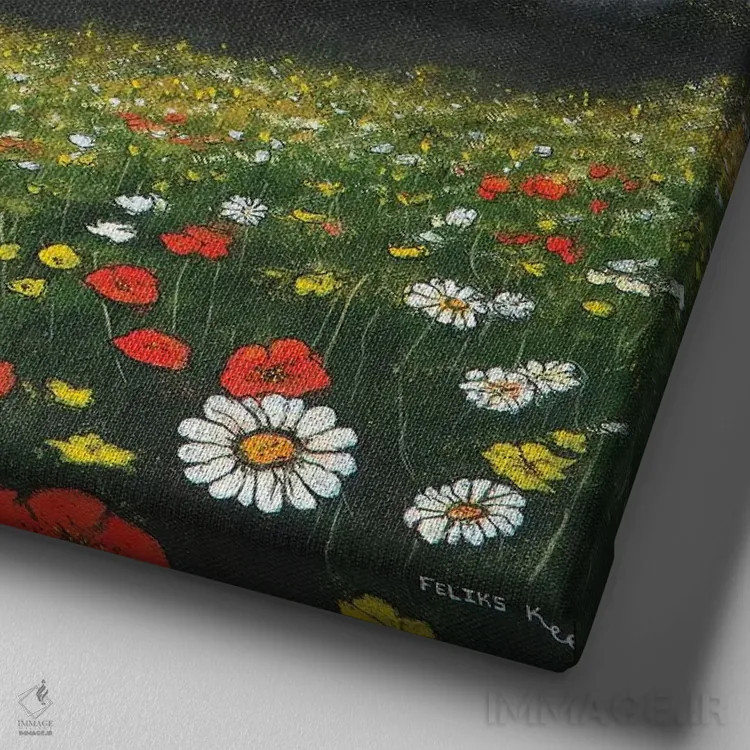 تابلو در میان کوهها اثر کالر بای فلیکز (نام هنرمند) - نمای نزدیک بافت بوم