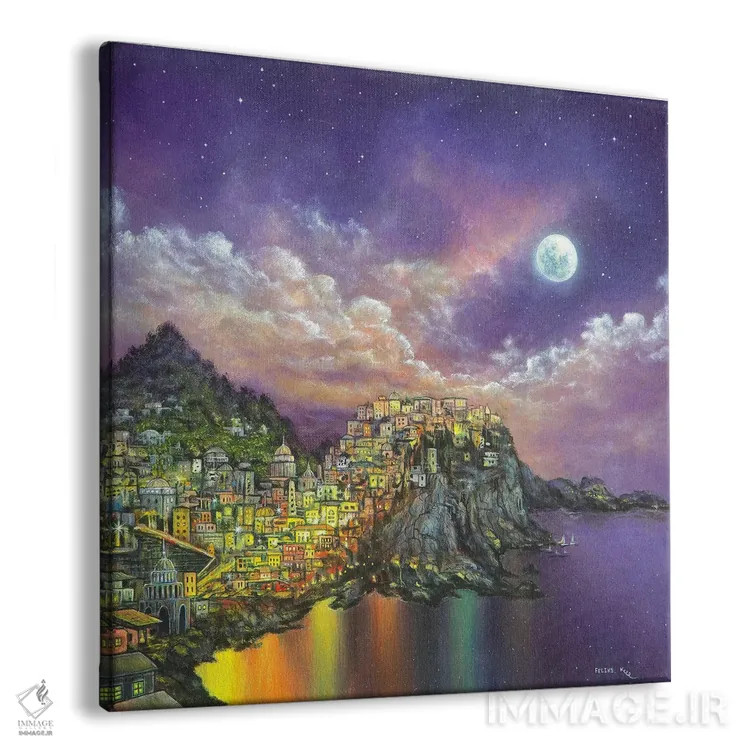 تابلو شهر بر فراز تپه اثر کالر بای فلیکز (نام هنرمند) - نمای پرسپکتیو محصول
