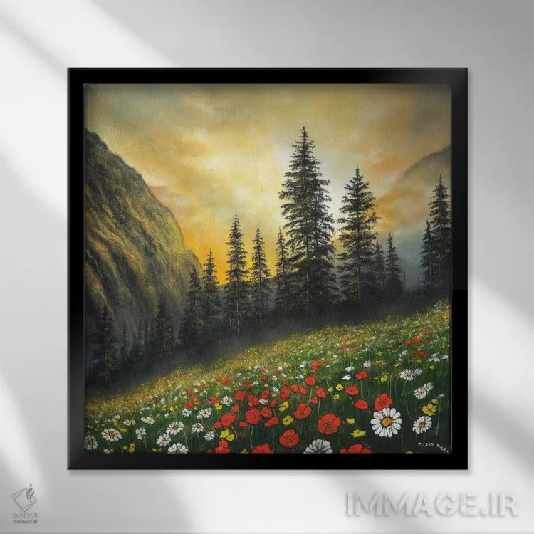 تابلو در میان کوهها اثر کالر بای فلیکز (نام هنرمند) - نمای قابدار مشکی