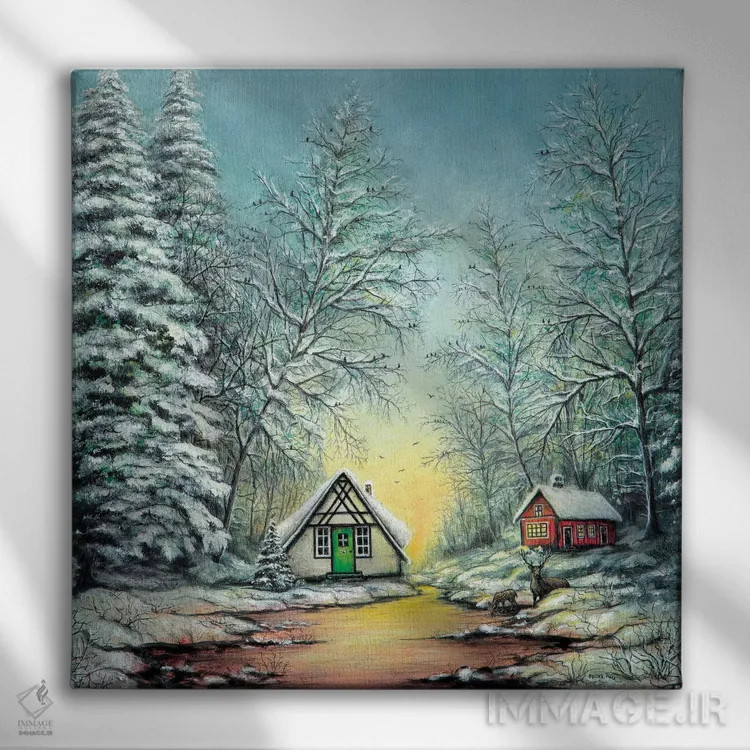 تابلو کریسمس سفید اثر کالر بای فلیکز (نام هنرمند) - نمای روبهرو روی دیوار