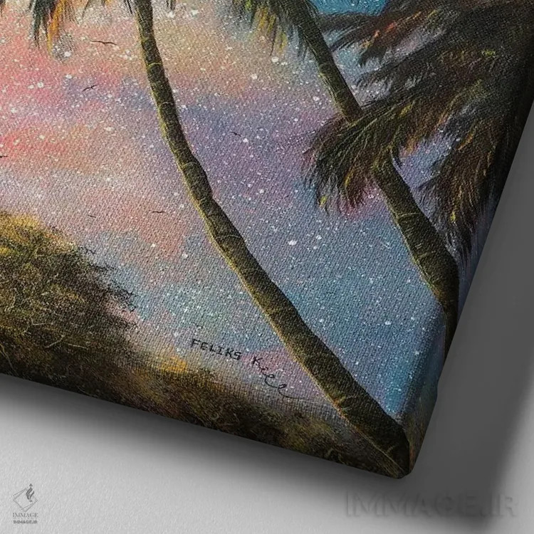 تابلو شب گرمسیری اثر کالر بای فلیکز (نام هنرمند) - نمای نزدیک بافت بوم