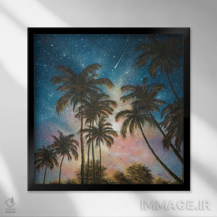 تابلو شب گرمسیری اثر کالر بای فلیکز (نام هنرمند) - نمای قابدار مشکی