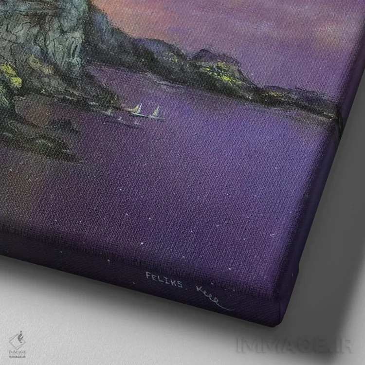 تابلو شهر بر فراز تپه اثر کالر بای فلیکز (نام هنرمند) - نمای نزدیک بافت بوم