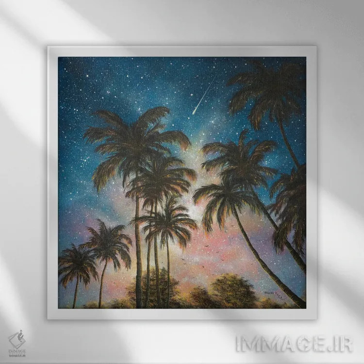 تابلو شب گرمسیری اثر کالر بای فلیکز (نام هنرمند) - نمای قابدار سفید