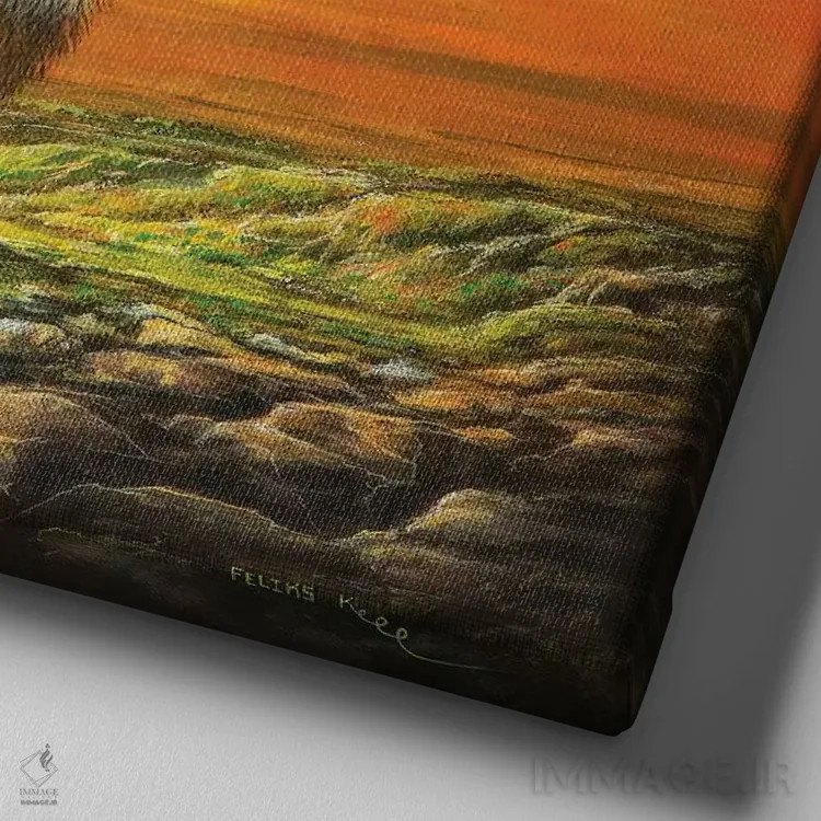 تابلو شیر یهودا اثر کالر بای فلیکز (نام هنرمند) - نمای نزدیک بافت بوم