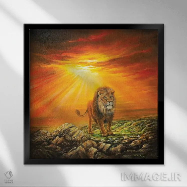 تابلو شیر یهودا اثر کالر بای فلیکز (نام هنرمند) - نمای قابدار مشکی