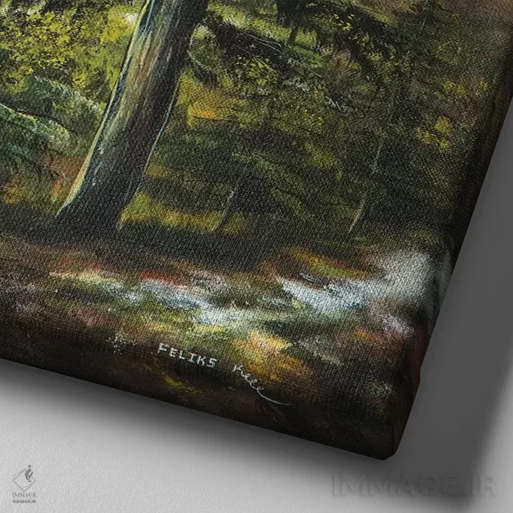 تابلو درخشش کوهستان اثر کالر بای فلیکز (نام هنرمند) - نمای نزدیک بافت بوم