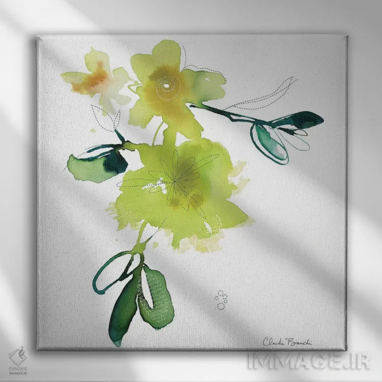 تابلو گیاه زرد اثر کلودیا بیانکی - نمای روبهرو روی دیوار