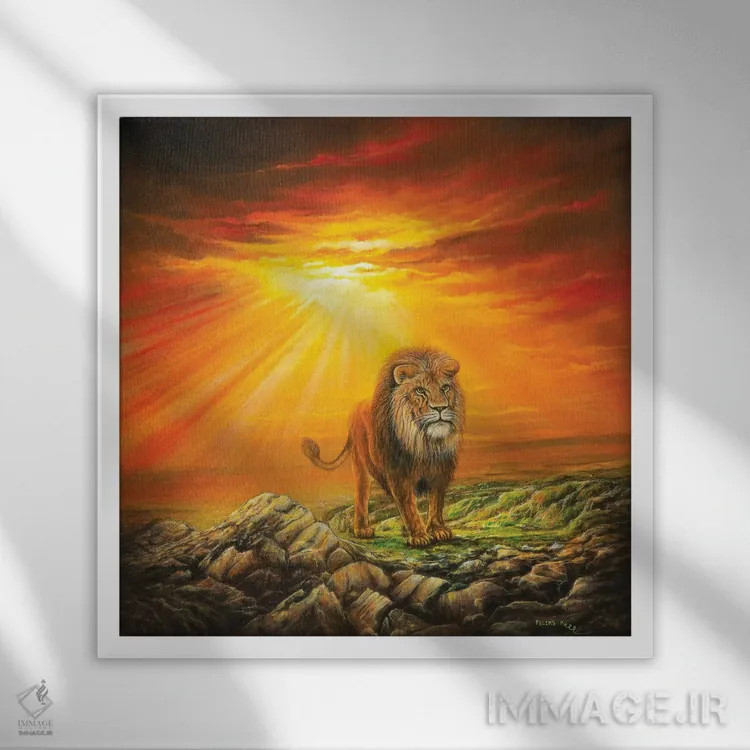 تابلو شیر یهودا اثر کالر بای فلیکز (نام هنرمند) - نمای قابدار سفید