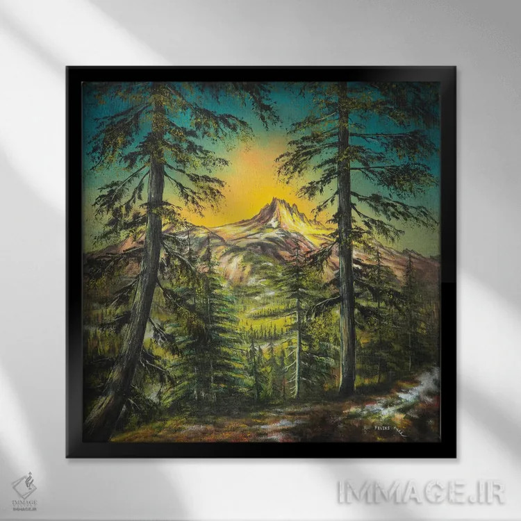 تابلو درخشش کوهستان اثر کالر بای فلیکز (نام هنرمند) - نمای قابدار مشکی