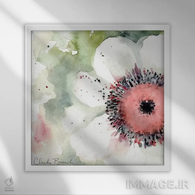 تابلو آنمون (گل آنمون) اثر کلودیا بیانکی - نمای قابدار سفید