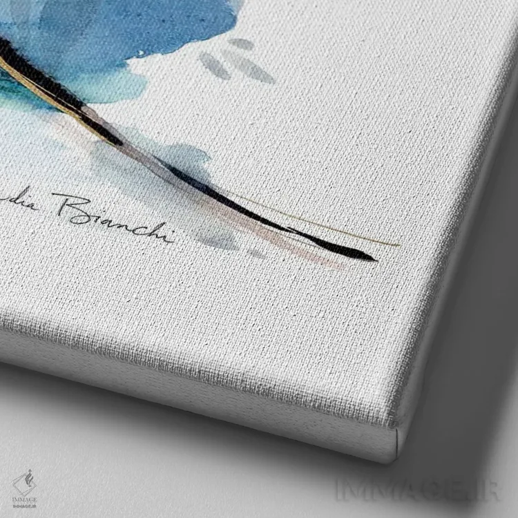 تابلو شبنم صبحگاهی نیلی اثر کلودیا بیانکی - نمای نزدیک بافت بوم