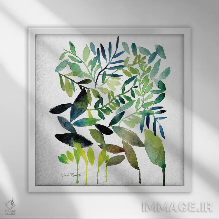 تابلو تاک برگ اثر کلودیا بیانکی - نمای قابدار سفید