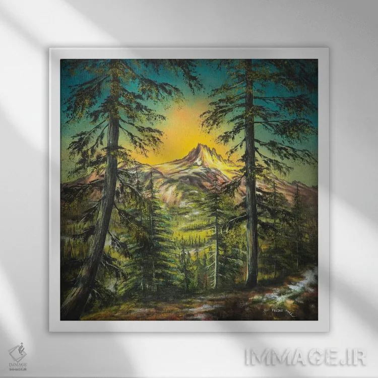 تابلو درخشش کوهستان اثر کالر بای فلیکز (نام هنرمند) - نمای قابدار سفید