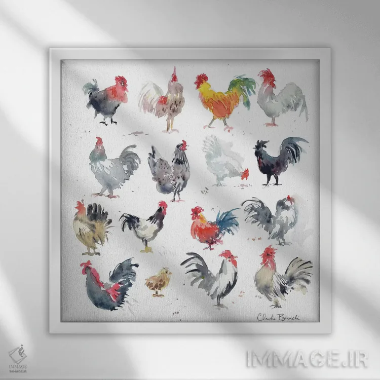 تابلو جوجههای کوچک اثر کلودیا بیانکی - نمای قابدار سفید