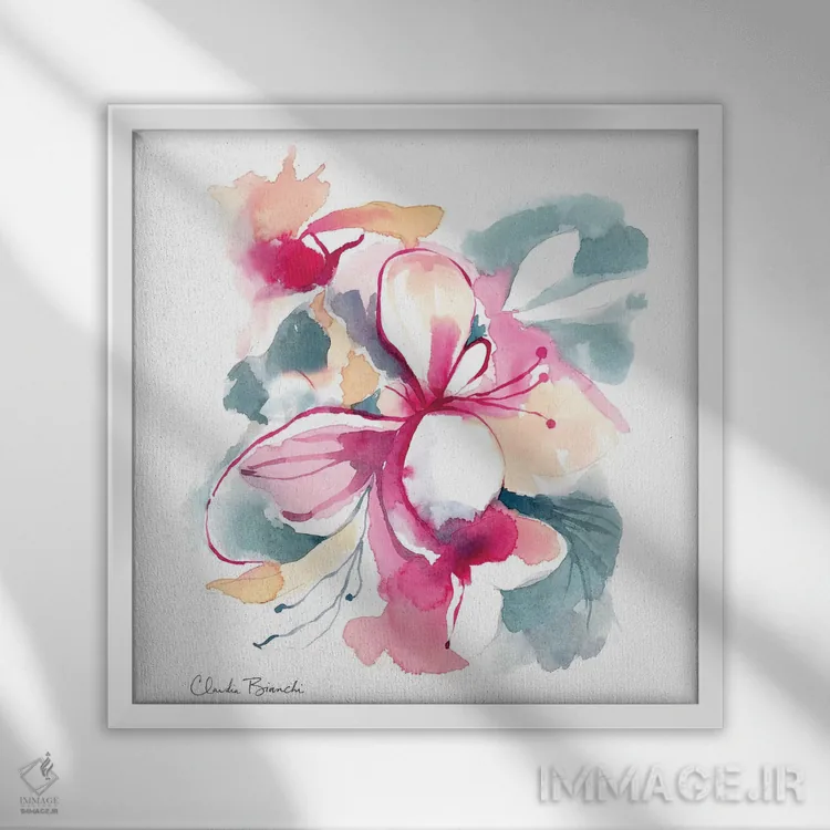 تابلو ارکیدهها ۳ اثر کلودیا بیانکی - نمای قابدار سفید