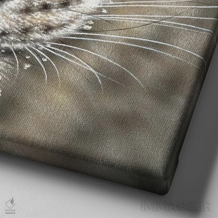 تابلو پلنگ برفی اثر کالین بوگل - نمای نزدیک بافت بوم