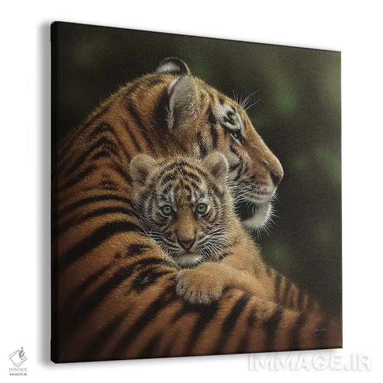 تابلو بچه ببر دوستداشتنی (مربع) اثر کالین بوگل - نمای پرسپکتیو محصول