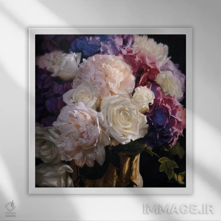 تابلو رخشندگی در شکوفایی اثر کالین بوگل - نمای قابدار سفید