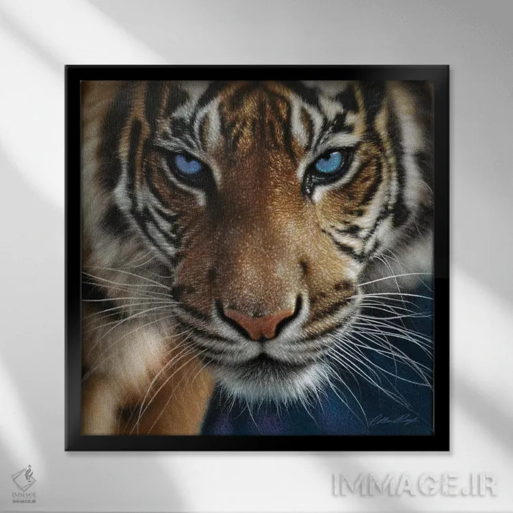 تابلو ببر اثر کالین بوگل - نمای قابدار مشکی