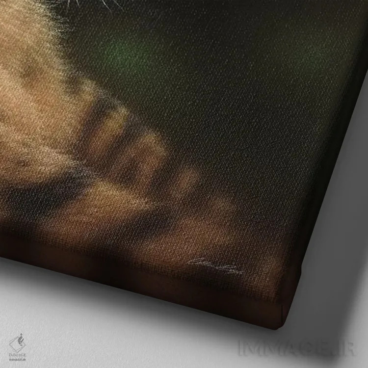 تابلو بچه ببر دوستداشتنی (مربع) اثر کالین بوگل - نمای نزدیک بافت بوم