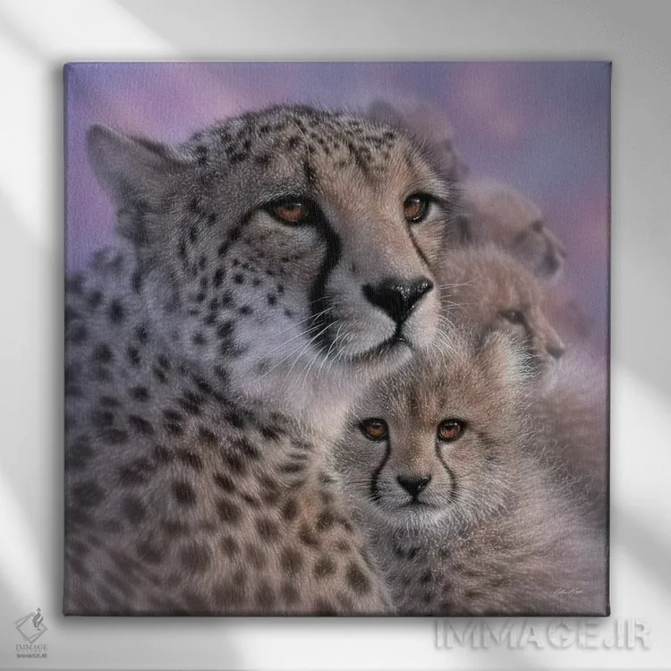 تابلو عشق مادر یوزپلنگ اثر کالین بوگل - نمای روبهرو روی دیوار