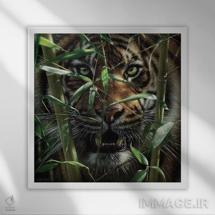 تابلو ببر اثر کالین بوگل - نمای قابدار سفید