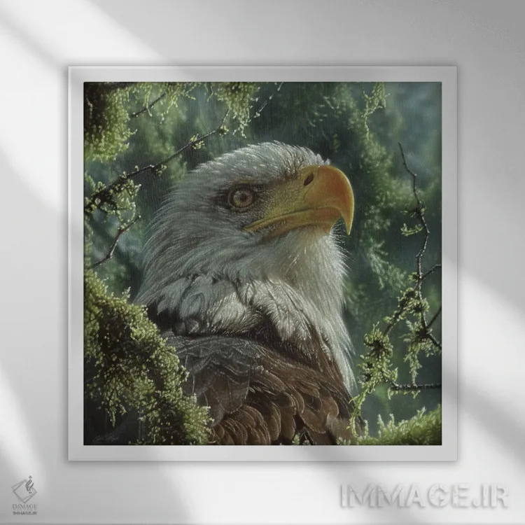 تابلو عقاب سرسفید (نماد آمریکا) اثر کالین بوگل - نمای قابدار سفید