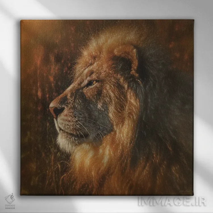 تابلو شیر در حال آفتاب گرفتن اثر کالین بوگل - نمای روبهرو روی دیوار