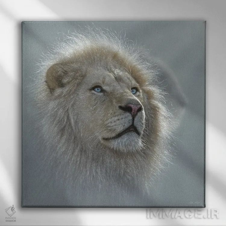 تابلو پرترهٔ شیر سفید اثر کالین بوگل - نمای روبهرو روی دیوار