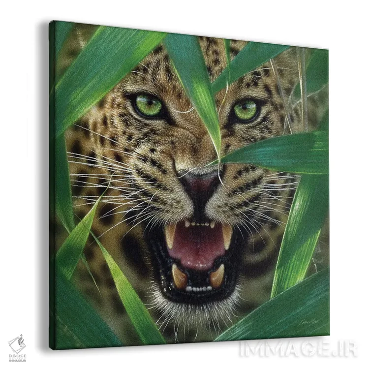 تابلو کمین جگوار (مربع) اثر کالین بوگل - نمای پرسپکتیو محصول