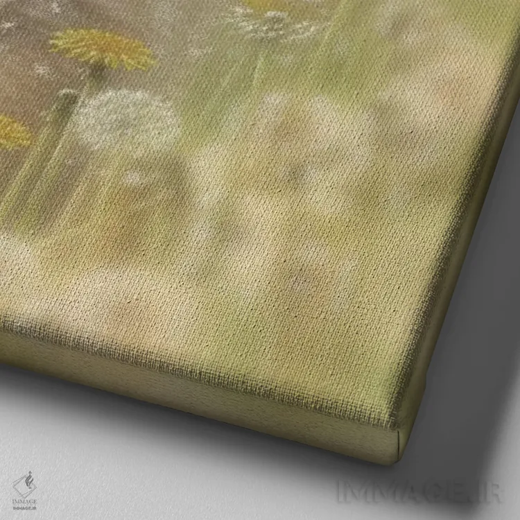 تابلو قاصدکها اثر کالین بوگل - نمای نزدیک بافت بوم