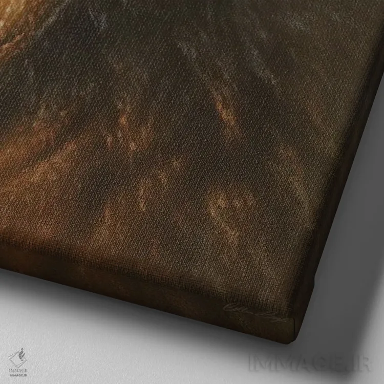 تابلو شیر در حال آفتاب گرفتن اثر کالین بوگل - نمای نزدیک بافت بوم