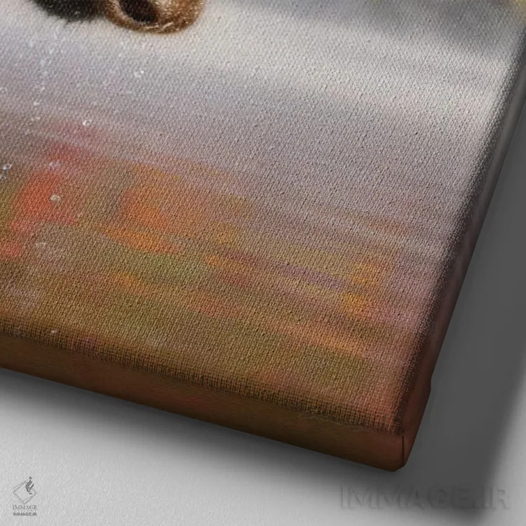 تابلو گوزن شمالی پاییزی اثر کالین بوگل - نمای نزدیک بافت بوم