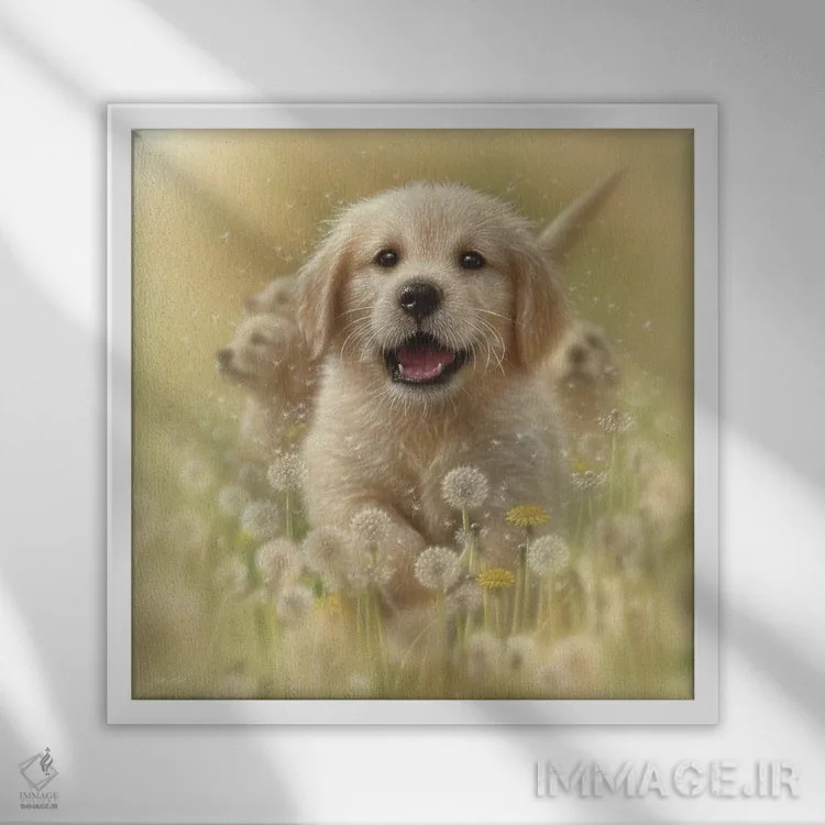 تابلو قاصدکها اثر کالین بوگل - نمای قابدار سفید