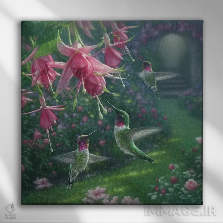 تابلو پناهگاه مرغ مگسخوار (مربع) اثر کالین بوگل - نمای روبهرو روی دیوار