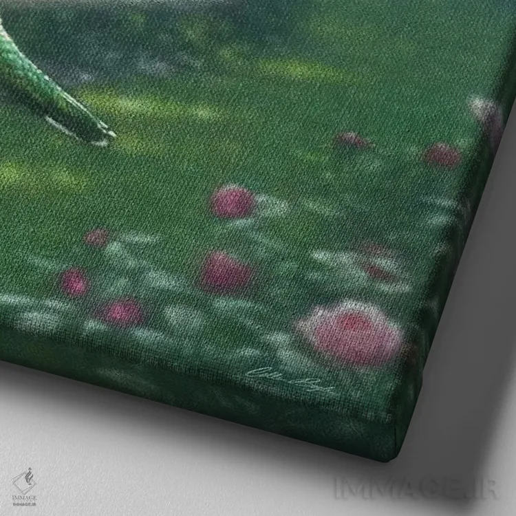 تابلو پناهگاه مرغ مگسخوار (مربع) اثر کالین بوگل - نمای نزدیک بافت بوم