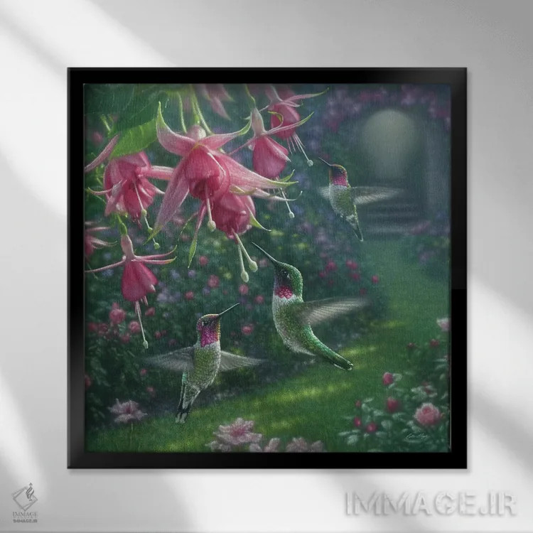 تابلو پناهگاه مرغ مگسخوار (مربع) اثر کالین بوگل - نمای قابدار مشکی