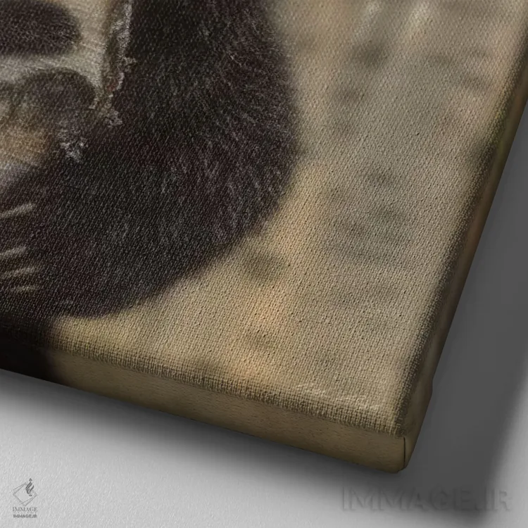 تابلو مادر خرس سیاه (مربع) اثر کالین بوگل - نمای نزدیک بافت بوم