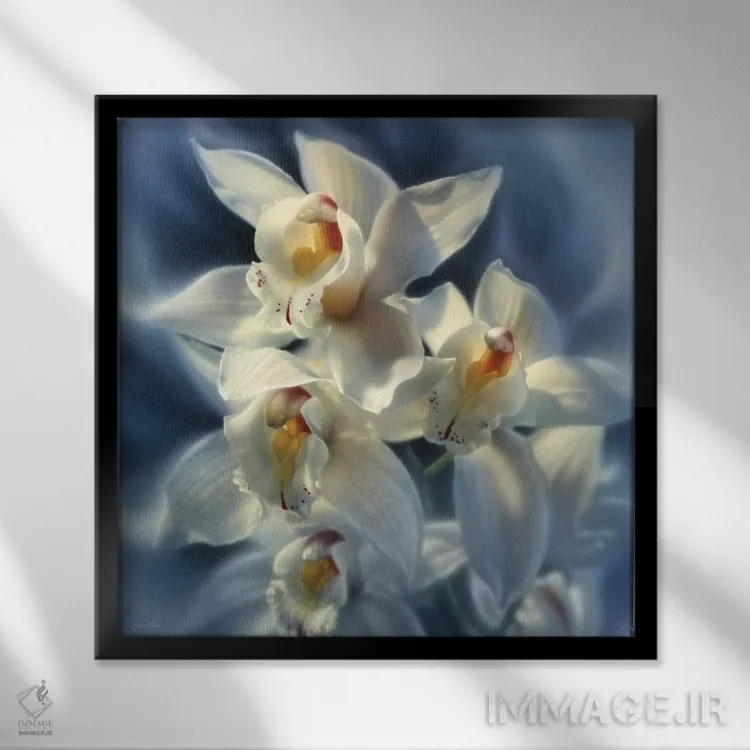 تابلو ارکیدهها (مربع) اثر کالین بوگل - نمای قابدار مشکی