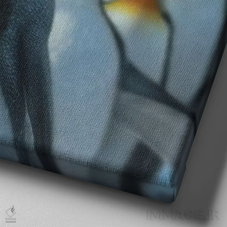 تابلو بهشت پنگوئنها (مربع) اثر کالین بوگل - نمای نزدیک بافت بوم