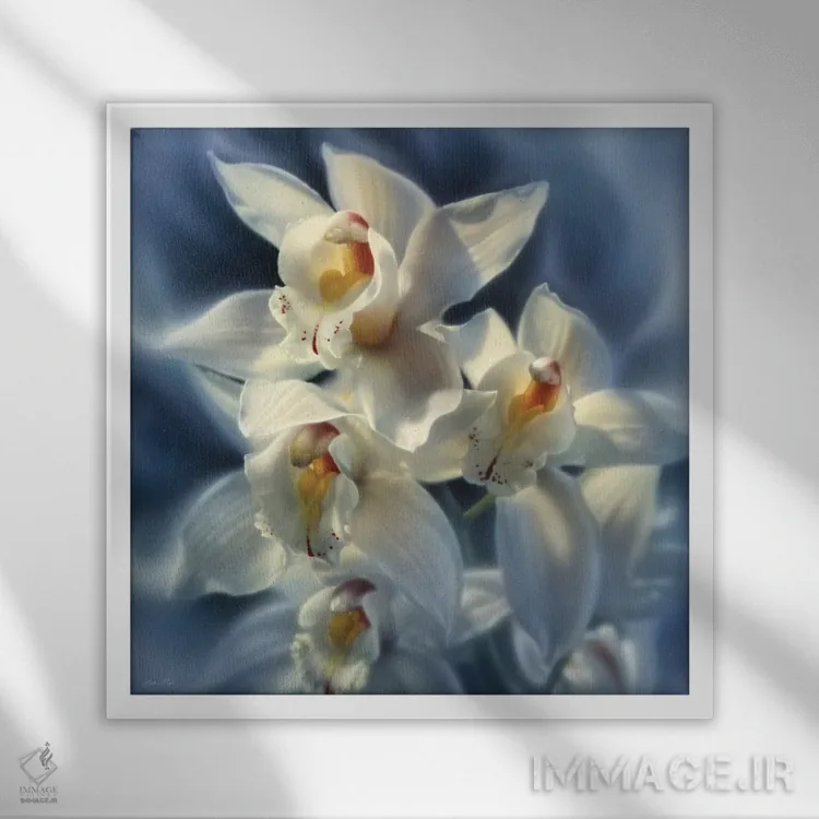 تابلو ارکیدهها (مربع) اثر کالین بوگل - نمای قابدار سفید